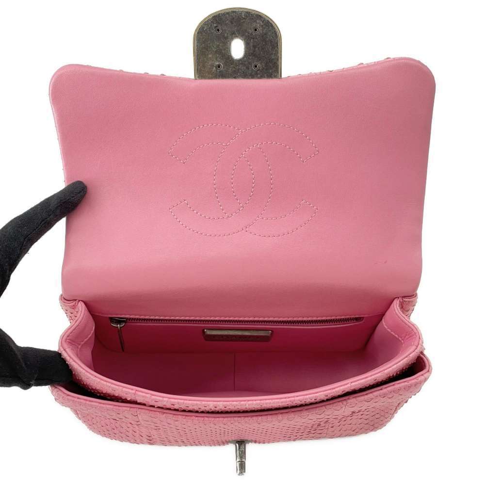 Chanel Python Here Mark Shoulder Bag Pink - image 7